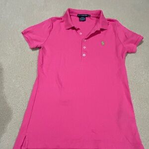 Ralph Lauren Pink Button Down Polo Shirt (Slim Fit)  great for Golf